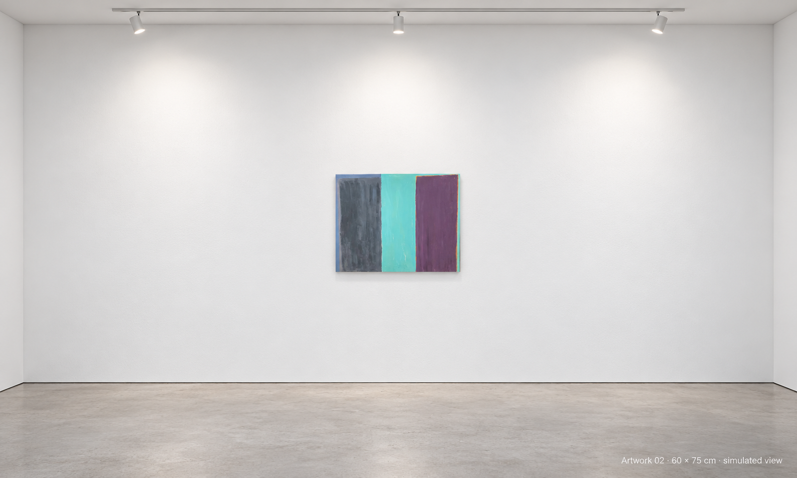 Artwork 02 by Peter Gregory Morris displayed in a simulated modern gallery at approximate scale
