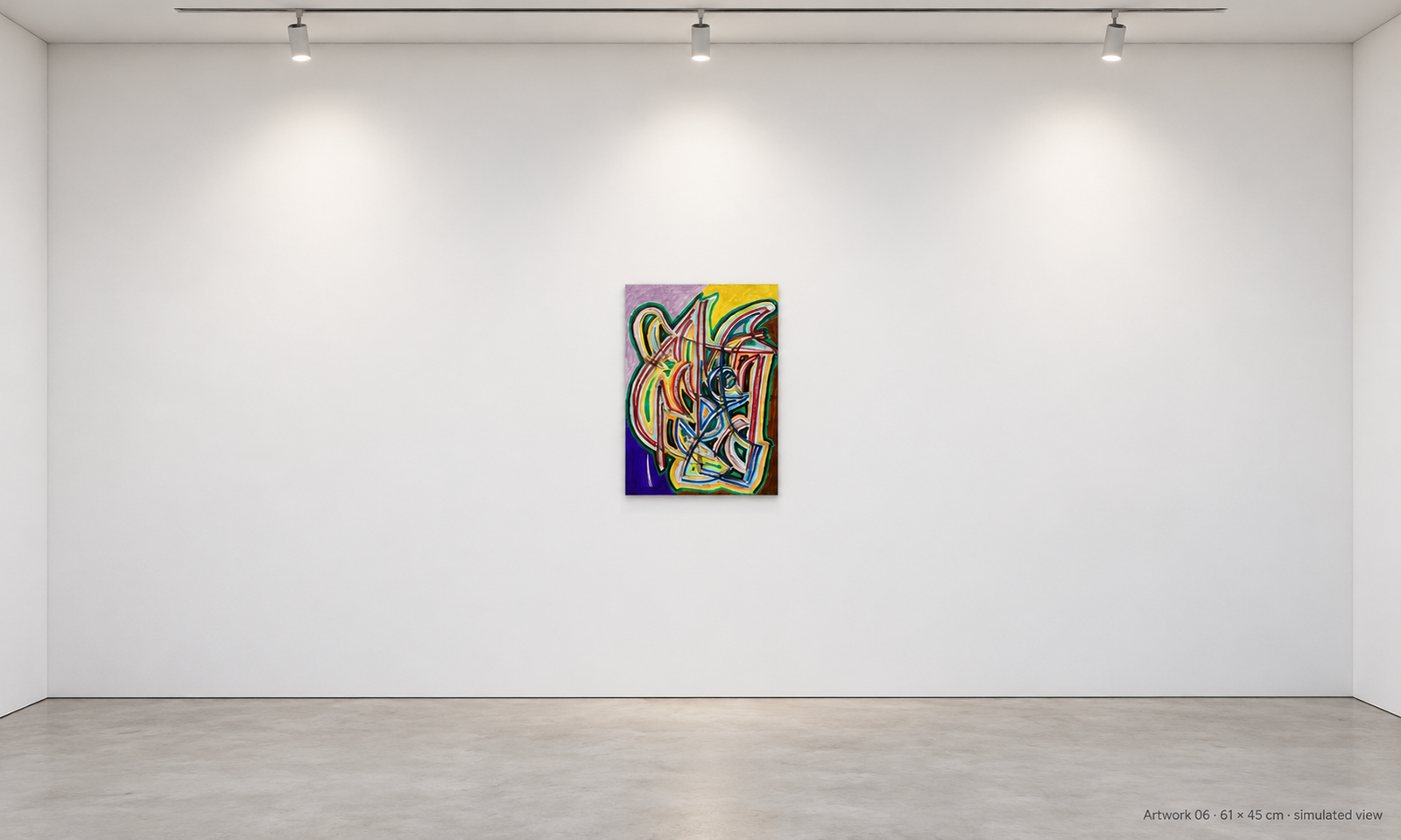 Artwork 06 by Peter Gregory Morris displayed in a simulated modern gallery at approximate scale